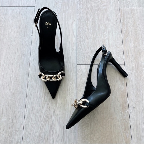 Zara Shoes - Zara Gold Chain Heels